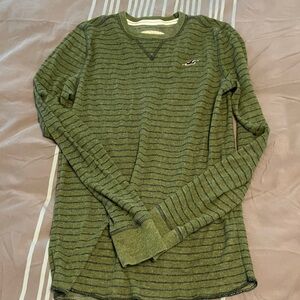 Hollister Olive thermal Striped Shirt